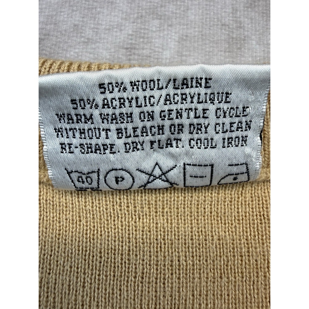 Vintage Gabicci Men's M Camel Sweater Vest V Neck Wool Knit Made Korea Logo - Picture 6 of 10